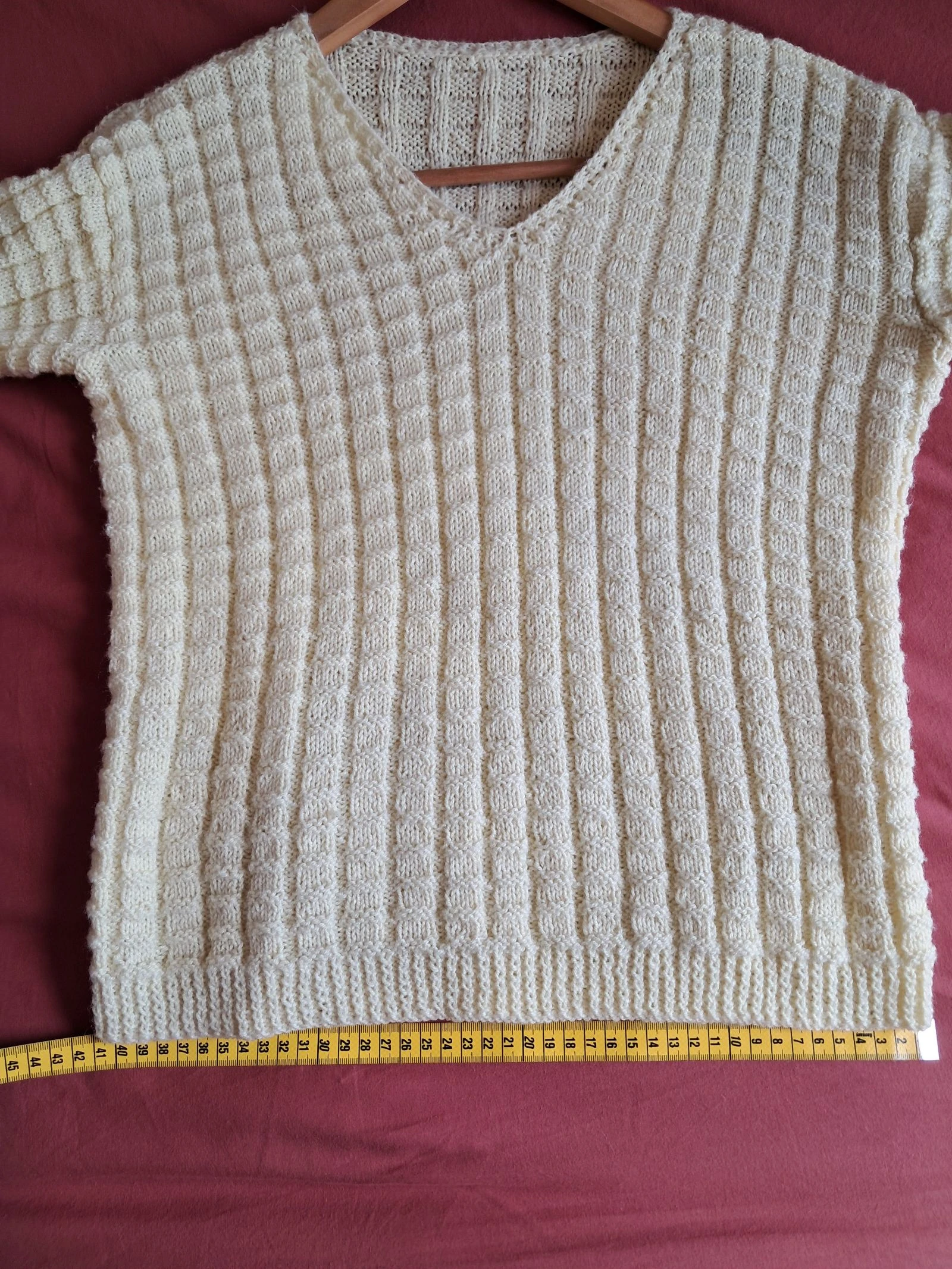 Hand-knitted yellow sweater size 34 36 with 3/4 sleeves – photo 5